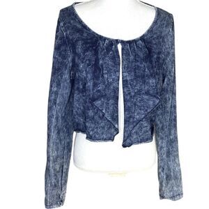 Sacred Thread Wm’s Sz XL Blue Slub Cotton Eye Hook Closure Open Front Cardigan